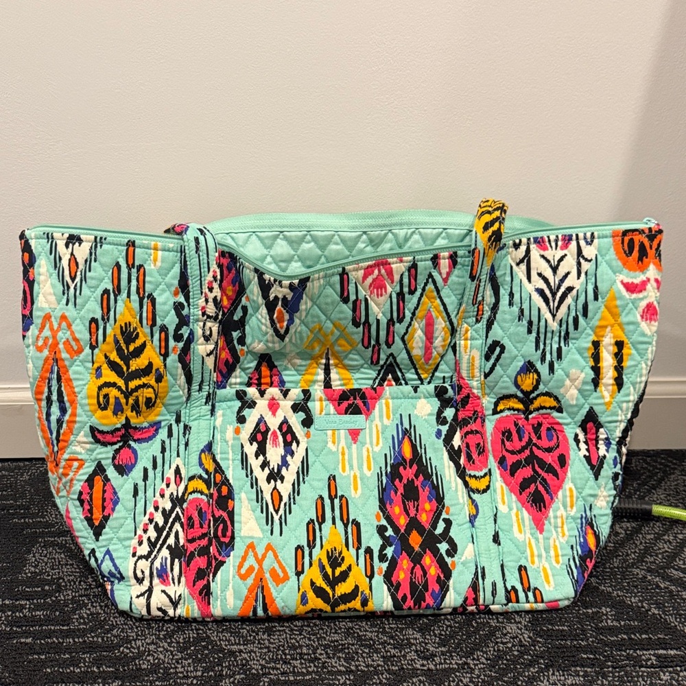 Vera Bradley Quilted Turquoise Multicolor Ikat Tote